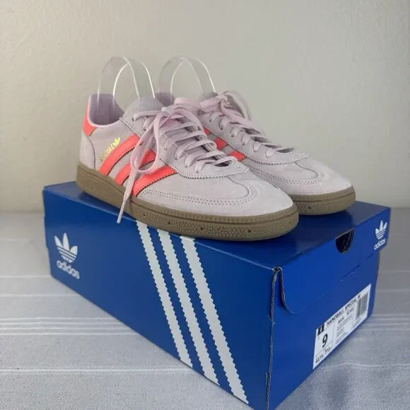 adidas | Shoes | Adidas Handball Spezial Lace Up Athletic Sneakers Clear  Pink Solar Orange 9 | Poshmark